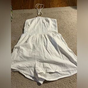 White Tie Neck Romper